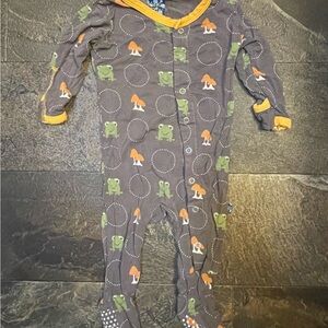 Kickee Pants Gray and Orange Footie One Piece with Cozy Design